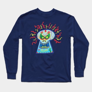 Evil Mexican sugar skull lauging mischievously Long Sleeve T-Shirt